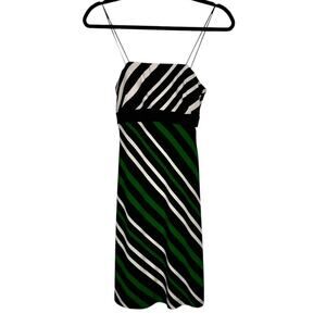 Chic Cache Black Green White Diagonal Stripe Dress Size 2